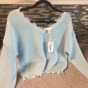 Jessica Simpson Cable Knit Boxy Cropped Sweater Size M, NWT